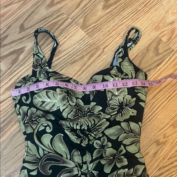 Vintage Maxine Swimsuit, one piece, black, tan, 14 - Picture 8 of 11